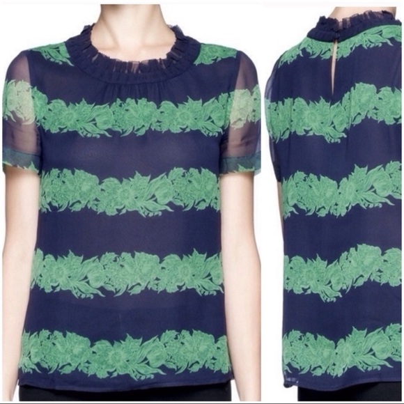 J. Crew 100% Silk Chiffon Ruffle Neck  Top - 2 - Picture 5 of 15